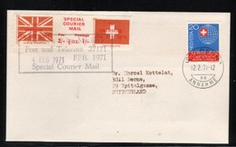 GREAT BRITAIN GB 1971 POSTAL STRIKE MAIL SPECIAL COURIER MAIL 1ST ISSUE PRE-DECIMAL COVER TO BERN SWITZERLAND 4 FEBRUARY - Cinderellas