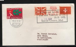 GREAT BRITAIN GB 1971 POSTAL STRIKE MAIL SPECIAL COURIER MAIL 1ST ISSUE PRE-DECIMAL COVER TO BERN SWITZERLAND 4 FEBRUARY - Errors, Freaks & Oddities (EFOs