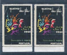Vinhetas Da Queima Das Fitas Da Universidade Do Porto De 1961. Vignettes Of Burning Of Ribbons Of University Of Porto. - Local Post Stamps