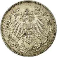Monnaie, GERMANY - EMPIRE, 1/2 Mark, 1905, Munich, TTB+, Argent, KM:17 - 1/2 Mark