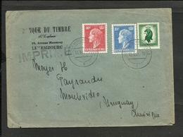 LUXEMBURG 1951 COVER TO URUGUAY, RARE DESTINATION - 1948-58 Charlotte Linksprofil