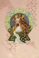 Jugendstil Frau  Künstlerkarte I-II (fleckig) Art Nouveau - Andere & Zonder Classificatie