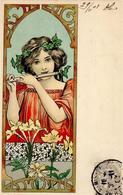 Jugendstil Frau Flöte Künstlerkarte 1903 I-II Art Nouveau - Other & Unclassified
