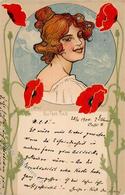 Jugendstil Frau Guten Tag  Künstlerkarte 1900 I-II Art Nouveau - Andere & Zonder Classificatie