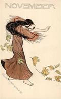 Jugendstil Frau November Künstlerkarte I-II Art Nouveau - Sonstige & Ohne Zuordnung