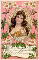 Jugendstil Frau Werbung Gebr. Nielsen Reisstärke Fabrik Künstlerkarte I-II Art Nouveau Publicite - Other & Unclassified