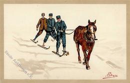 Pellegrini, A. H. Ski Fahren Pferd  Künstlerkarte I-II - Other & Unclassified