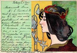 Pellon, A. Frau Jugendstil Künstlerkarte 1901 I-II (Stauchung) Art Nouveau - Other & Unclassified