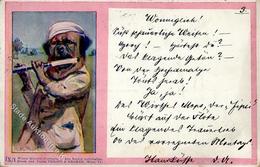 Pock, A. Hund Personifiziert Künstlerkarte 1900 I-II (fleckig) Chien - Autres & Non Classés