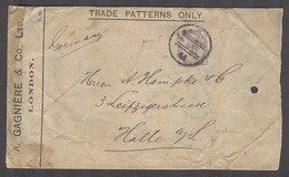 GREAT BRITAIN. 1896. London - Halle, Germany. Fkd Pm Rate Patents 1d Lilac Perfin Gagniere & Cº Samples Env. - Unclassified