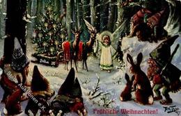 Thiele, Arthur Zwerge Hasen Weihnachten Künstlerkarte 1919 I-II Noel Lutin - Thiele, Arthur