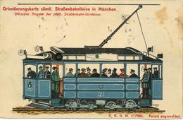 Mechanik-Karte Straßenbahn Orientierungskarte Sämtl. Linien In München Dreh-Karte 1915 I-II (fleckig) - Unclassified