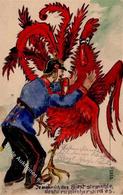 Handgemalt Feuerwehr Roter Hahn Künstlerkarte 1916 I-II Peint à La Main Pompiers - Ohne Zuordnung