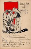 Handgemalt Glückwunsch Musiker Künstlerkarte 1908 I-II Peint à La Main - Ohne Zuordnung
