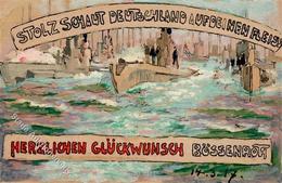 Handgemalt Kreuzer WK I Auf Ganzsache Künstlerkarte 1917 I-II Peint à La Main - Unclassified