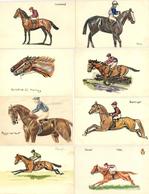 Handgemalt Reitsport Pferde Und Jockeys Lot Mit 26 Künstler-Karten I-II Peint à La Main - Ohne Zuordnung