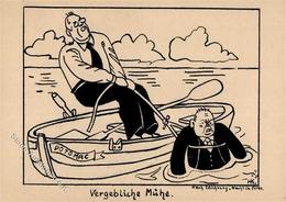 Handgemalt Sign. Krause, Heinz Karikatur Ruderboot I-II Peint à La Main - Unclassified