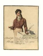 Freundschaftsbild Biedermeier Billet Um 1800-1830 Junger Mann Mit Siegel Ca. 8 X 10 Cm I-II - Unclassified
