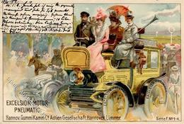 Werbung Auto Hannover (3000) Excelsior Motor Pneumatic Postbus Litho 1902 I-II Publicite - Werbepostkarten