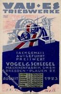 Werbung Dresden (O8000) Vau Es Triebwerke Vogel & Schlegel Maschinenfabrik Werbe AK I-II Publicite - Werbepostkarten