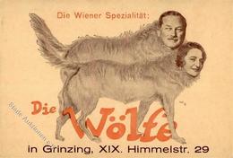 Werbung Wien Grinzing Österreich Gasthaus Grinzinger Heuriger Die Wölfe Werbe AK I-II Publicite - Publicité