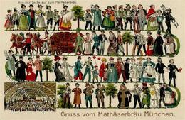 Bier München (8000) Mathäserbräu Trachten Prägedruck 1911 I-II Bière - Reclame