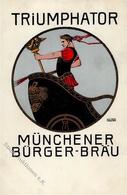 Bier Triumphator Münchner Bürger Bräu 1912 I-II (kleiner Einriss) Bière - Pubblicitari