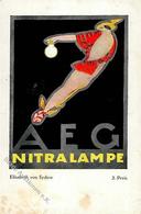 Lampe AEG Nitralampe Sign. Sydow, E. V. Künstlerkarte 1917 I-II - Advertising