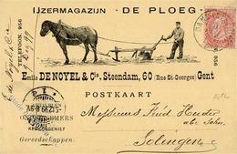 Landwirtschaft Maschine Gent Belgien IJ Zermagazijn De Ploeg Emile Denoyel & Cie Werbe AK 1899 I-II Paysans - Exhibitions