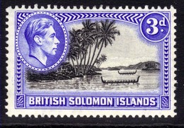 British Solomon Islands 1939 - 51 KGV1 3d Roviana Canoes MM SG 65 ( K1280 ) - Iles Salomon (...-1978)