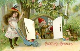 Zwerg Kind Ostern Mechanik-Karte I-II Paques Lutin - Fiabe, Racconti Popolari & Leggende