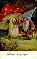 Zwerg Pilz Echse Sign. Borth, K. Künstlerkarte I-II Lutin - Fairy Tales, Popular Stories & Legends