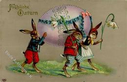 Ostern Hasen Personifiziert Prägedruck 1919 I-II Paques - Ostern