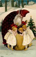 Weihnachtsmann Engel  Künstlerkarte I-II Pere Noel Ange - Santa Claus