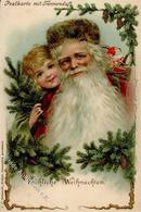 Weihnachtsmann Tannenduft Kind Lithographie I-II Pere Noel - Santa Claus