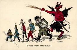 Krampus WK I Karikatur Künstlerkarte I-II - Sonstige & Ohne Zuordnung