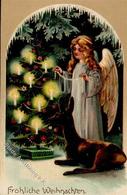 Engel Reh Weihnachten  Prägedruck 1914 I-II Noel Ange - Andere & Zonder Classificatie