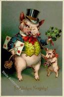 Schwein Personifiziert Neujahr  Prägedruck 1909 I-II Cochon Bonne Annee - Autres & Non Classés