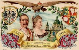 Adel Hohenzollern Kaiser Wilhelm II. Und Kaiserin Auguste Viktoria Präge-Karte 1906 I-II (Marke Entfernt) - Koninklijke Families