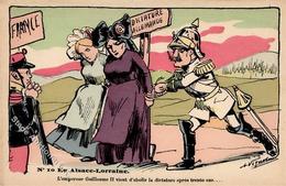 Antipropaganda WK I Kaiser Wilhelm II. Diktatur Im Elsass Künstlerkarte I-II - Evènements