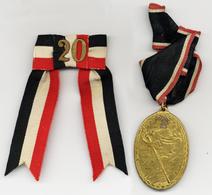 WK I Orden Kyffhäuser Medaille Blank Die Wehr-rein Die Ehr 1914-1918 Ovale Medaille, Bronziert, Am Band Und Anstecknadel - War 1914-18