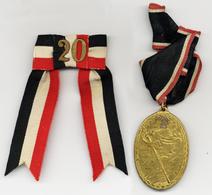 WK I Orden Kyffhäuser Medaille Blank Die Wehr-rein Die Ehr 1914-1918 Ovale Medaille, Bronziert, Am Band Und Anstecknadel - Guerra 1914-18