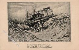 Panzer (WK I) Franz. Tankwagen Sign. Nolte, A. Künstlerkarte I-II Réservoir - Oorlog 1914-18