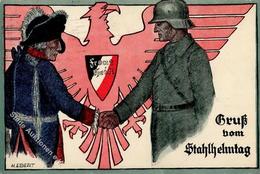 Weimarer Republik Stahlhelmtrag Sign. Ebert, H. Künstlerkarte I-II - Storia