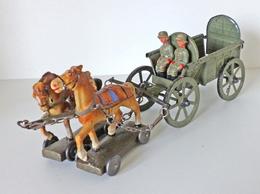 Zwischenkriegszeit Wehrmacht Lineol Figuren Pferdegespann Mit Wagen Und 2 Soldaten Bespielt I-II (altersbedingte Gebrauc - History