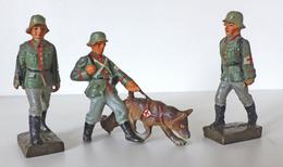 Zwischenkriegszeit Wehrmacht Lineol U. Elastin Figuren 3 Sanitäter 1x Mit Schäferhund Bespielt I-II (altersbedingte Gebr - Geschichte