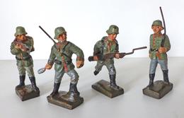 Zwischenkriegszeit Wehrmacht Lineol U. Elastin Figuren 4 Soldaten 2x Mit Gewehr 1x Bajonett U. 1x Handgranate Bespielt I - History