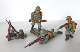 Zwischenkriegszeit Wehrmacht Lineol U. Elastin Figuren 5 Soldaten Mit Gewehr Bespielt I-II (altersbedingte Gebrauchsspur - History