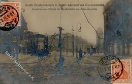 REVOLUTION BERLIN 1919 -  Große Straßenkämpfe Während Des Generalstreiks - Zerschossene Drähte Der Straßenbahn Am Alexan - Oorlog
