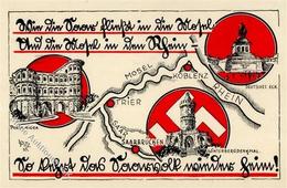 Saarabstimmung WK II Deutsches Eck Porta Nigra Winterbergdenkmal Sign. Pitz, L. I-II - Oorlog 1939-45